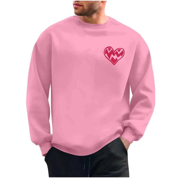 NuoCaiYun Sweatshirts Men's Crew Neck Fashion Valentine's Day Print Long Sleeve Casual Loose Comfort Pullover Tops