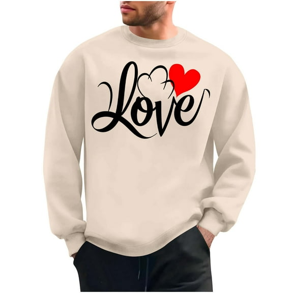 NuoCaiYun Sweatshirts Men's Crew Neck Fashion Valentine's Day Print Long Sleeve Casual Loose Comfort Pullover Tops