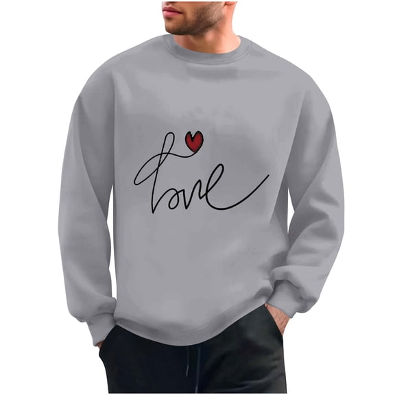 NuoCaiYun Sweatshirts for Men Crew Neck Fashion Valentine's Day Print Long Sleeve Casual Loose Comfort Pullover Tops