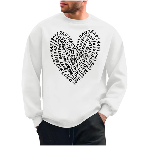 NuoCaiYun Sweatshirts for Men Crew Neck Fashion Valentine's Day Print Long Sleeve Casual Loose Comfort Pullover Tops
