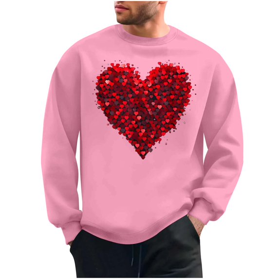 NuoCaiYun Sweatshirts for Men Crew Neck Fashion Valentine's Day Print Long Sleeve Casual Loose Comfort Pullover Tops
