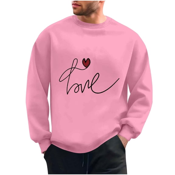 NuoCaiYun Sweatshirts for Men Crew Neck Fashion Valentine's Day Print Long Sleeve Casual Loose Comfort Pullover Tops