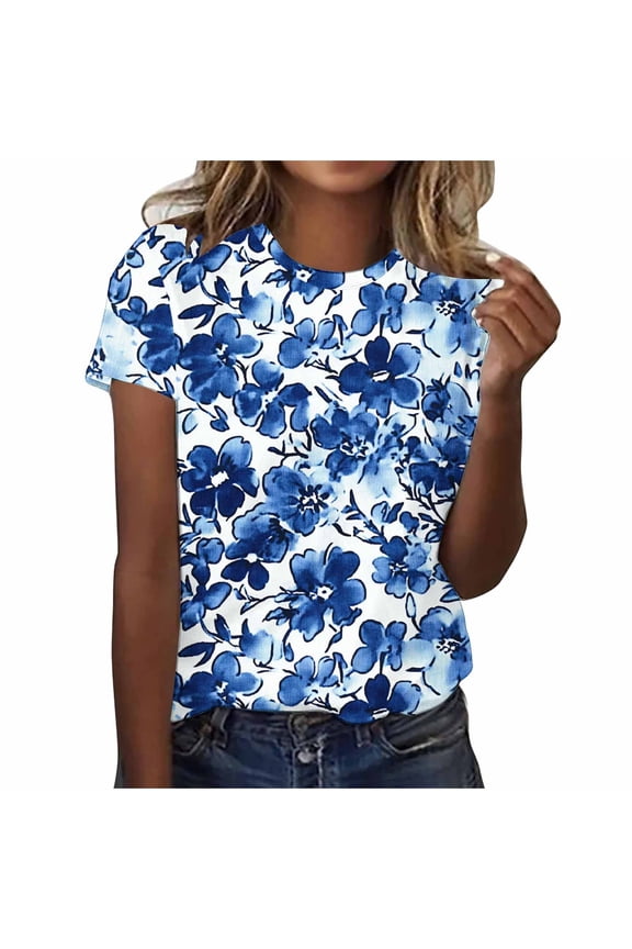T-Shirt for Women Funny Graphic Pattern Summer Classic Short Sleeve Round Neck Outdoor Tops