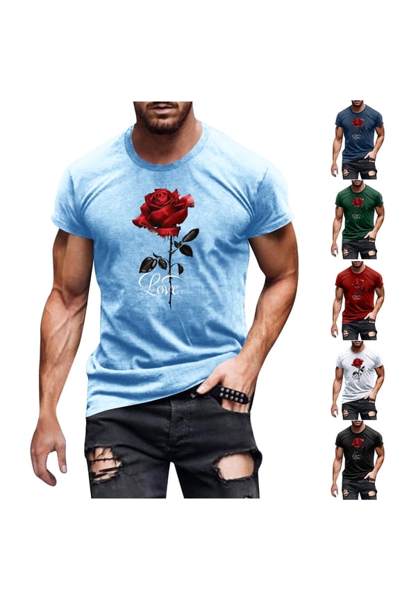 NuoCaiYun Trendy Pullover for Men Graphic Tees Print Short Sleeve Crew Neck T Shirt Casual Fall Summer Tops