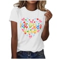 thumbnail image 1 of NuoCaiYun Tshirts Shirts for Women Cute Blouses Casual Short Sleeve Wildflower Floral Heart Print Graphic Tee Tops, 1 of 5