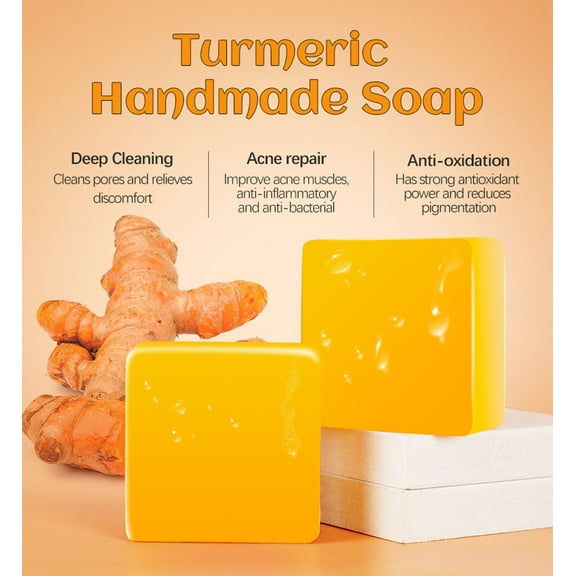NuoCaiYun Turmeric Soap,Ginger Soap Botanical Extract Softening Cleansing Soap Body Soap Natural Ginger Soap For All Types