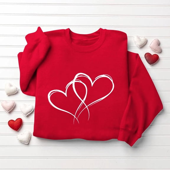 NuoCaiYun Valentine Sweatshirt for Women Love Heart Grahic Long Sleeve Casual Valentines Gifts Pullover Tops