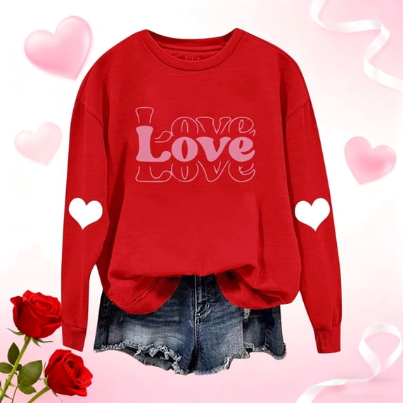 NuoCaiYun Valentines Day Sweatshirt for Women Funny Shirts Casual Valentine Pullover Long Sleeve Tops