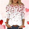 thumbnail image 1 of NuoCaiYun Valentines Day T Shirts for Women's Fashion Casual 3/4 Sleeve Printed O-Neck Pullover T-Shirt Tops, 1 of 6