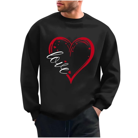 NuoCaiYun Valentines Sweatshirt for Men Crew Neck Fashion Print Long Sleeve Casual Loose Comfort Tops Pullover