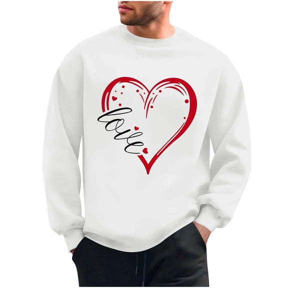 NuoCaiYun Valentines Sweatshirt for Men Crew Neck Fashion Print Long Sleeve Casual Loose Comfort Tops Pullover
