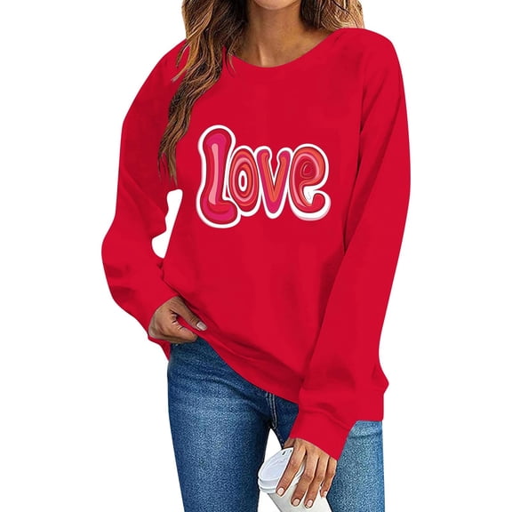 NuoCaiYun Valentines Sweatshirt for Women Funny Love Heart Graphic T-Shirt Long Sleeve Pullover Blouses Clothes