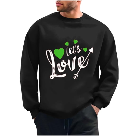 NuoCaiYun Valentines Sweatshirts for Men Crew Neck Fashion Print Long Sleeve Casual Loose Comfort Pullover Tops