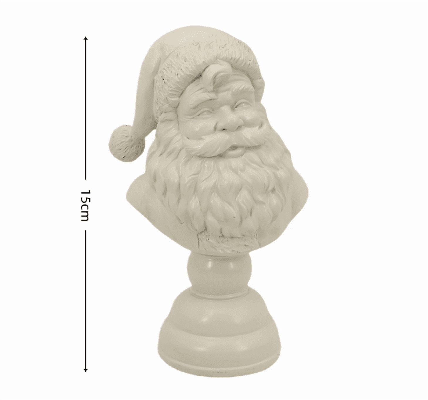 NuoCaiYun White Santa Bust Christmas Decoration, Classic Santa Claus Figurine, 5.9 Inch Resin Tabletop Sculpture for Holiday, Party, Wedding, Gift, Navidad Decor