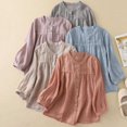 thumbnail image 1 of NuoCaiYun Women'S Cotton-Linen Shirts Loose-Fit Casual Lightweight Sun Protection Blouse Long-Sleeve Crew Neck Tops, 1 of 6