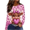 thumbnail image 1 of NuoCaiYun Women Valentines Day Shirts Printed Cute Tops Crewneck Long Sleeve Tshirts Graphic Tees, 1 of 6