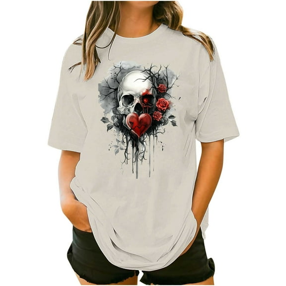 NuoCaiYun Womens Plus Size Tshirt Graphic Tees Crew Neck Summer Short Sleeve Loose Fit Tops