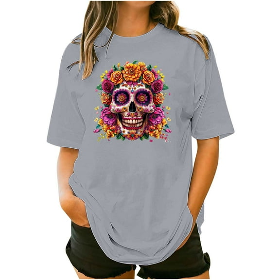 NuoCaiYun Womens Plus Size Tshirt Graphic Tees Crew Neck Summer Short Sleeve Loose Fit Tops