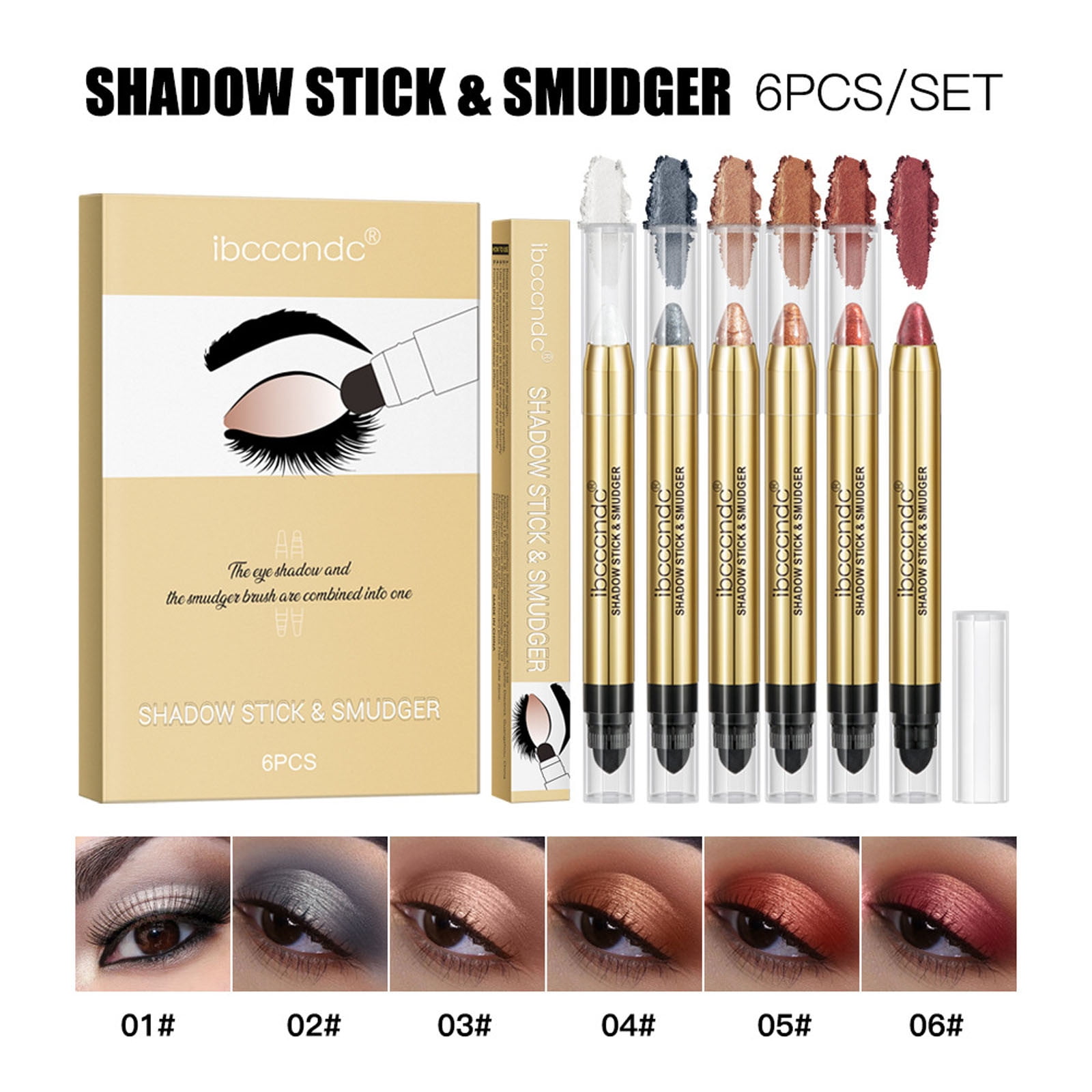 NuoWeiTong Eyeshadow Stick,Highgloss Eyeshadow Pen Onestroke Shaping Doubleended Eyeshadow