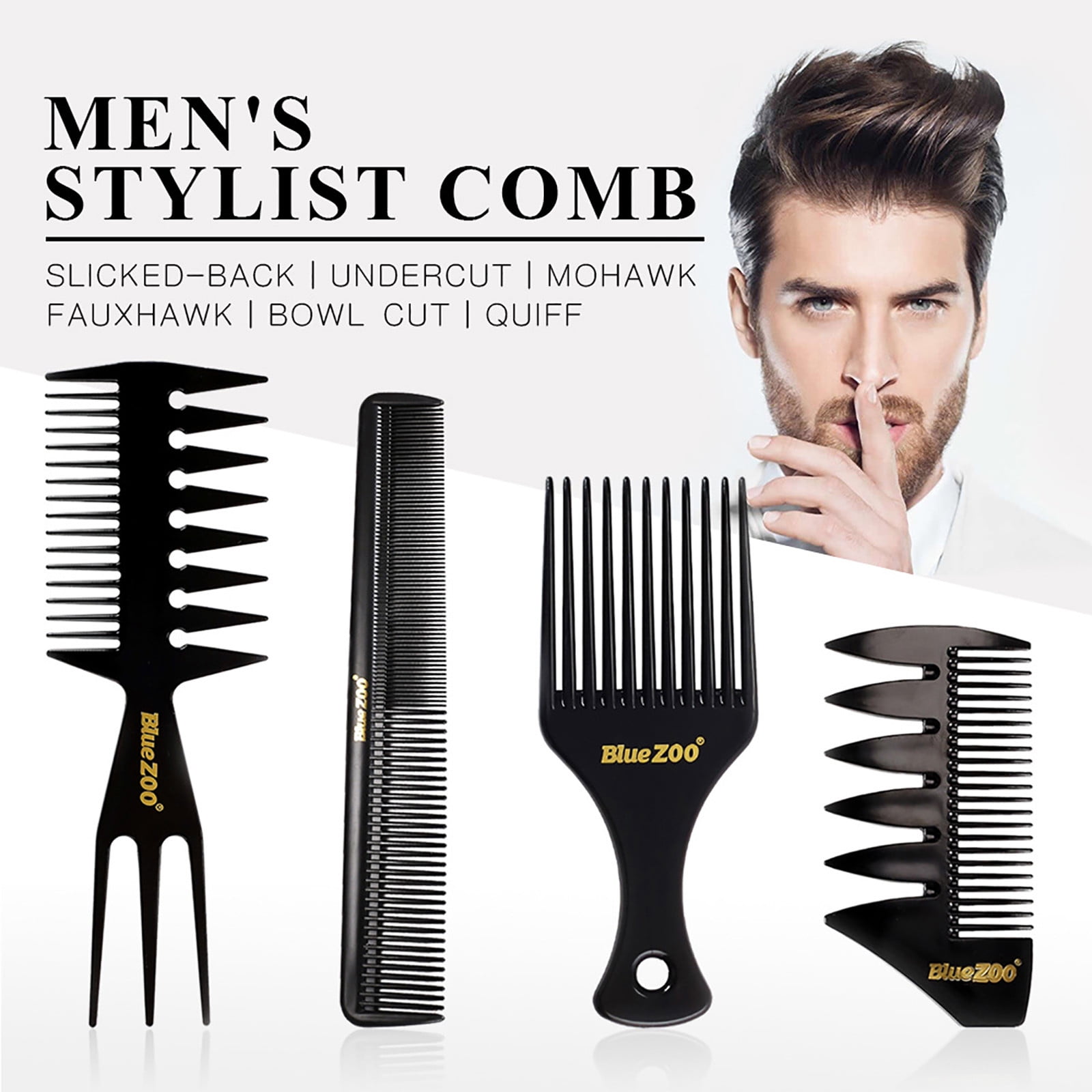 NuoWeiTong Unbrush Detangling Brush,Men's Retro Oil Big Back Mohawk ...