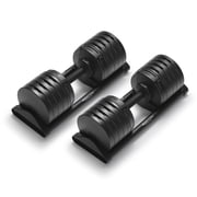 Nuobell S 5100 Adjustable Dumbbells, 5-100 lb, Set of 2 Free Weights 5 lb Increments, Instant Twist-handle Adjustment, Knurled Aluminum handles, Replace 20 Pairs of Dumbbells, Trays included