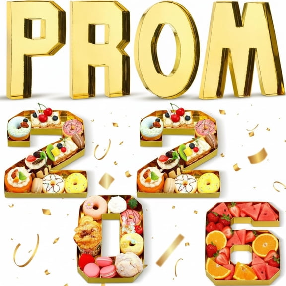 Nuogo 8 Pcs Gold Prom Graduation Paper Letter Graduation Party Favors Supplies Container Graduation Cardboard Fillable Cutout Candy Tray Sweet Chocolate Disposable Party Treat Box 8.5 Inch Y102