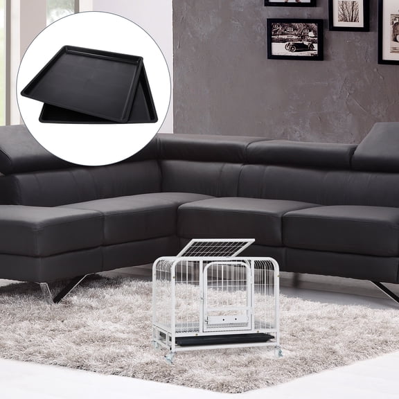 Generic 2pcs Tray Pet Cage Bed Pan Cages Pee Pads Crate with Divider Pee Pads for Dogs Dog Cage Bunny Pet Cage Liner Small Dog Pee Pads Dog Playpen Mat Pee Pads Dog Hammock Black Plastic