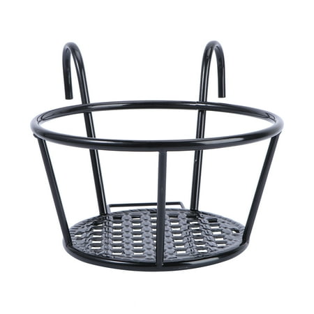 RENACLIPY Black Metal Hanging Flower Pot Bracket for Balcony Rail Deck Outdoor Indoor Plant Holder Home Decor