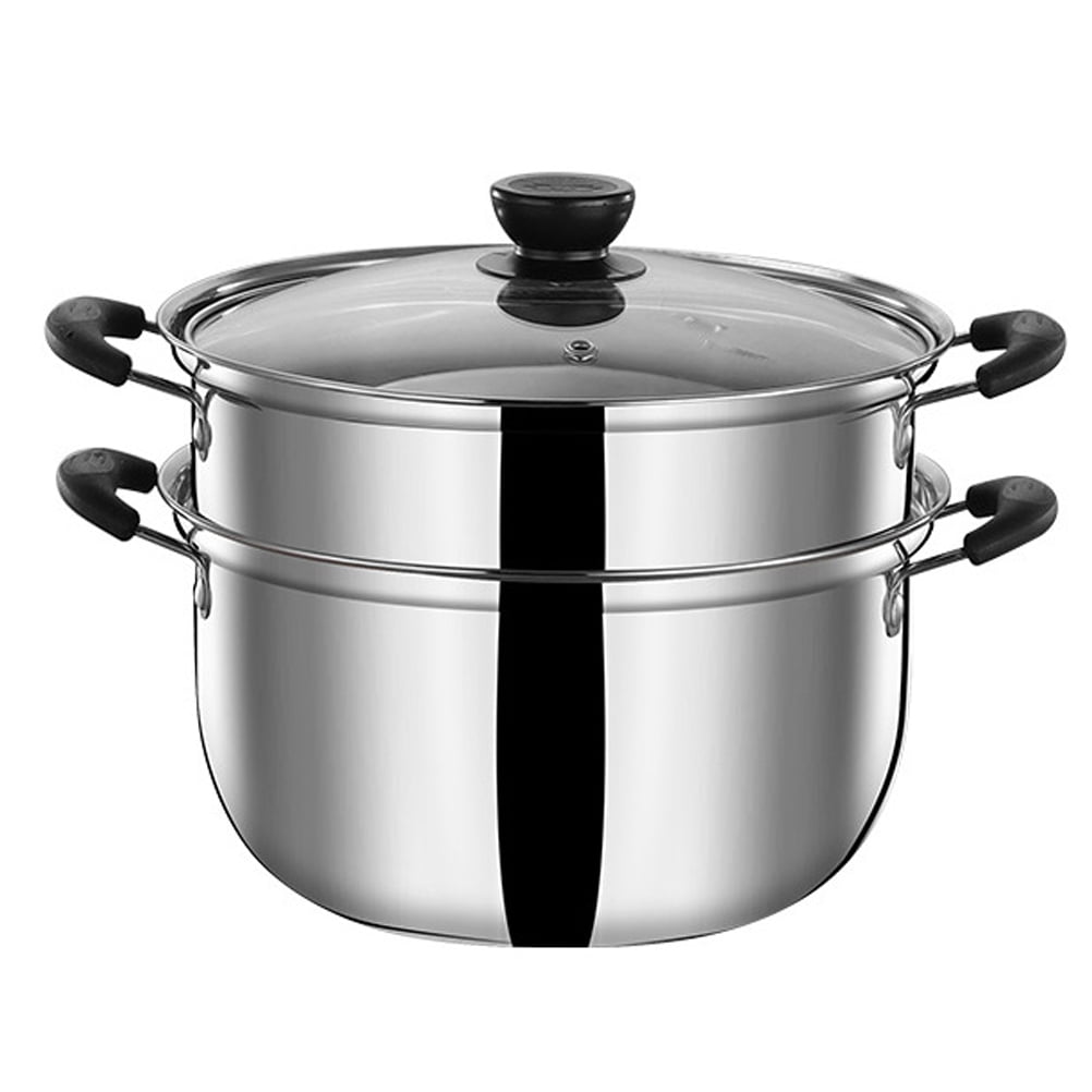 Nuolux 2 Layer Stainless Steel Stock Pot with Vegetable Steamer, Deep
