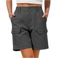 thumbnail image 1 of Nuoqisi Cargo Shorts for Women Trendy High Waisted Casual Summer Elastic Back Mid Thigh Chino Shorts with Pockets, 1 of 6