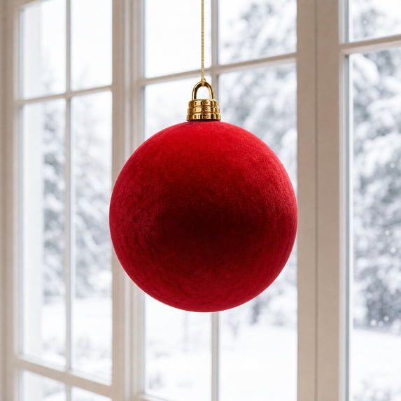 Nuoqisi Christmas Large Velvet Balls Ornaments Shatterproof Tree Hanging Plastic Ball Set Xmas Flocked Ornaments for Christmas Tree Home Party Wreath Decorations