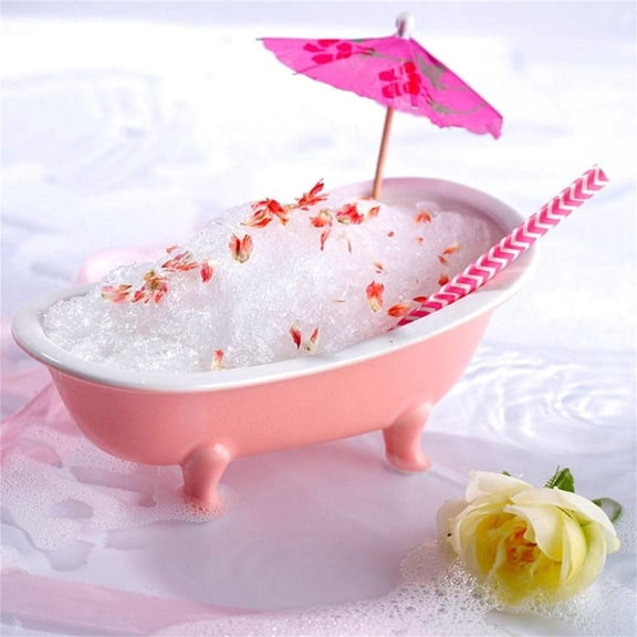 Nuoqisi Creative Bathtub Shape Dessert Bowl Ceramic Ice Cream Bowl Fruit Salad Serving Candy Dish for Home Restaurant Hotel, A