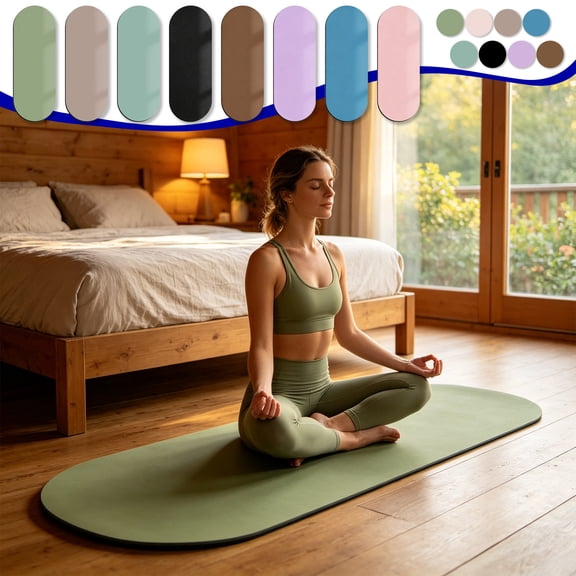 Nuoqisi Extra Thick Yoga Mat, Large Workout Mat| Non-slip, extra long & wide, thick cushion for joint, fitness mat for yoga, pilates, stretching & floor workouts , Green