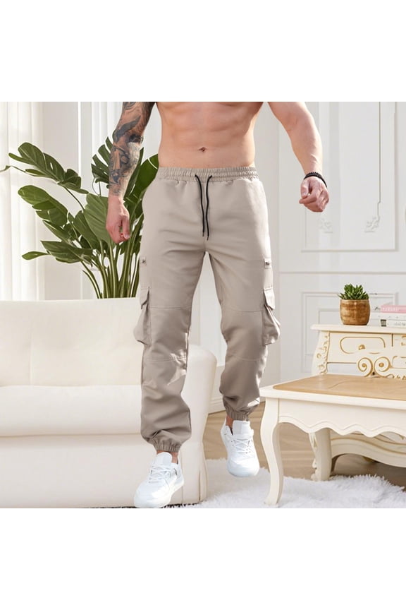 Fashion Solid Utility Cargo Pants Men Multi Pocket for Heavy Duty Work Landscaping Farming Job