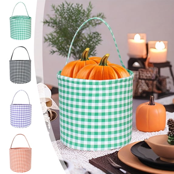 Nuoqisi Halloween Basket, Trick or Treat Basket, Cute Pumpkin Candy Bucket, Boo Spooky Small Baskets, Bags for Girls/Boys Gift Baskets Empty, Green