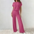 thumbnail image 1 of Nuoqisi Lounge Sets for Women 2 Piece Matching Travel Outfits 2026 Loose Short Sleeve Top Wide Leg Pants, 1 of 6