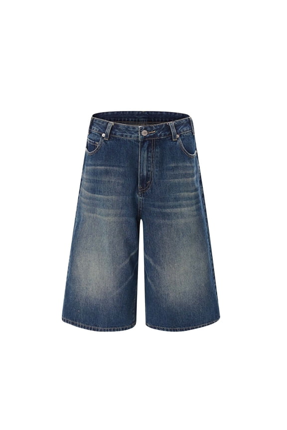 Men Jean Jorts Baggy Loose Fit Jean Shorts Summer Trendy Wide Leg Long Denim Shorts Y2K Clothes 2026