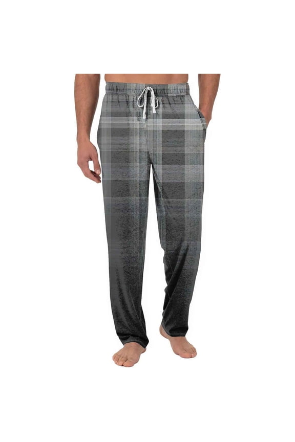 Men Plaid Print Drawstring Elastic Waist Pants with Pockets for Casual Lounge Home Work Weekend