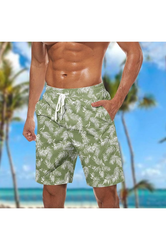 Men Summer Beach Swim Trunks Print Quick Dry Swimwear Bathing Suits with Pockets