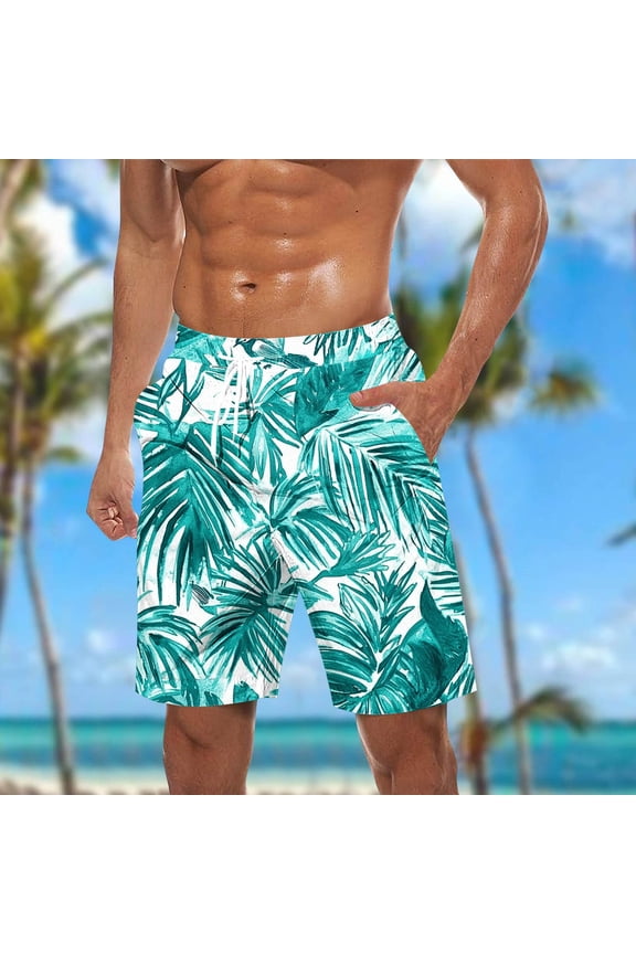 Men Swim Trunks Quick Dry Beach Hawaiian Shorts Summer Long Board Shorts Bathing Suits with Pockets