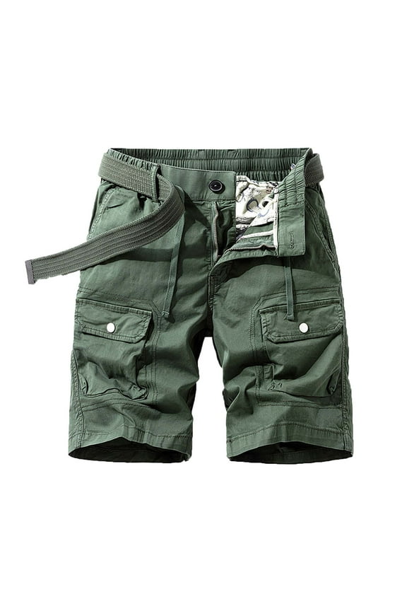 Men's Button Zipper Beach Cargo Mid-Length Shorts - Casual Swim Trunks with Pockets