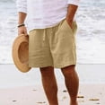 thumbnail image 1 of Nuoqisi Men's Linen-Look Washed Crinkle Pocket Elastic Waist Straight Leg Sport Shorts - Casual Bottoms, 1 of 6