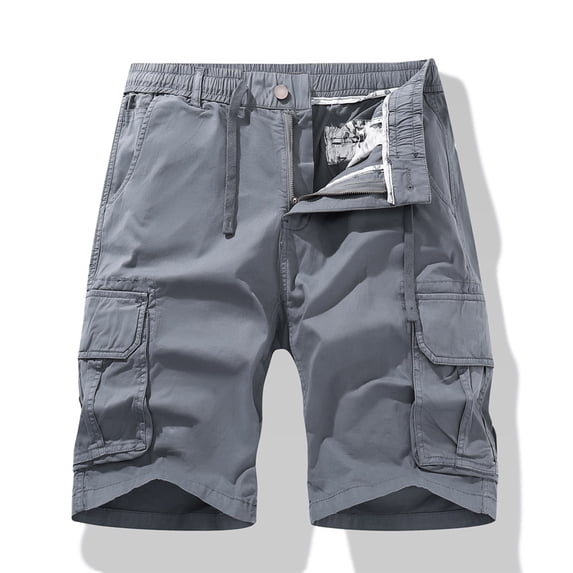 Nuoqisi Men's Multi-Pocket Zipper Button Cargo Shorts - Work Style Bottoms for Outdoor Activities