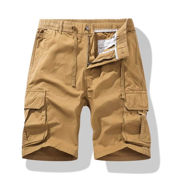 Nuoqisi Men's Multi-Pocket Zipper Button Cargo Shorts - Work Style Bottoms for Outdoor Activities