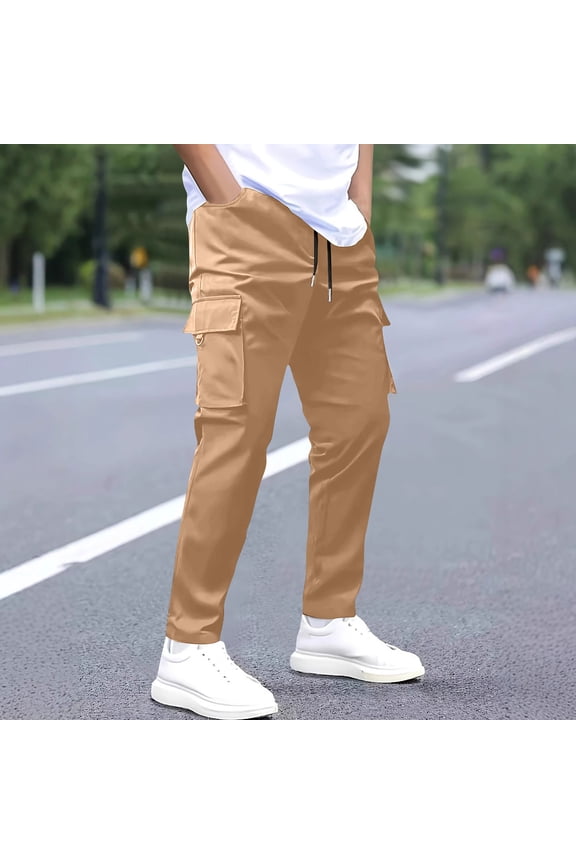 Men's New Loose High Stretch Multi-Pocket Straight Cargo Pants Stylish Work Bottoms with Ample Storage for Casual Outfits and Outdoor Activities