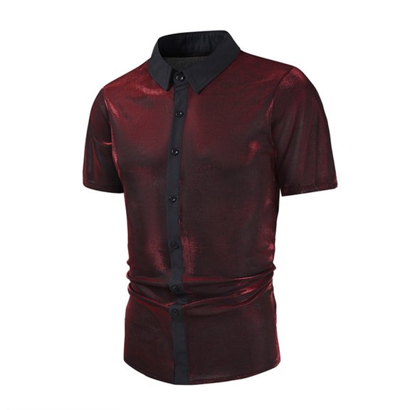 Nuoqisi Men's Solid Casual Fashion Linen Button Stand Collar Short Sleeve Pocket Shirt - Breathable Summer Top for Office and Casual Wear
