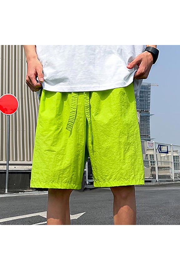 Men's Solid Color Sport Breathable Beach Elastic Waist Drawstring Pocket Shorts - Active Shorts for Water Activities and Summer Fun