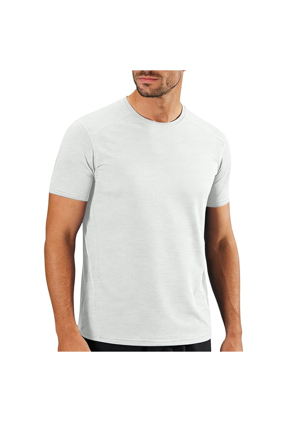 Men's Solid Short Sleeve Round Neck Training T-Shirt - Breathable Running Fitness Top for Gym Workouts, Marathons and Athletic Training Sessions