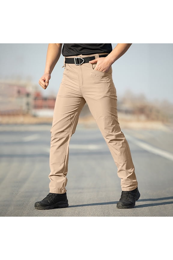 Men's Solid Water-Resistant Durable Multi-Pocket Outdoor Tactical Cargo Pants - Ripstop Work Trousers for Hiking and Camping