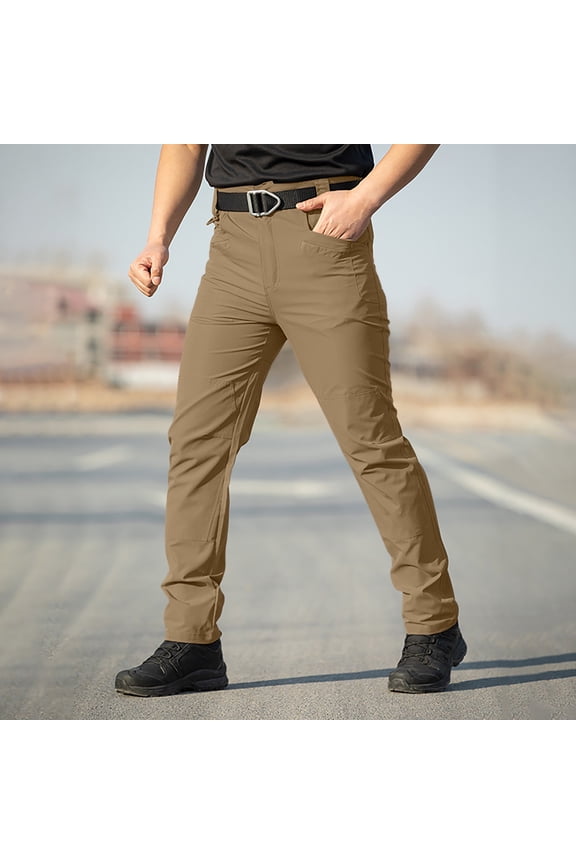 Men's Solid Water-Resistant Durable Multi-Pocket Outdoor Tactical Cargo Pants - Ripstop Work Trousers for Hiking and Camping